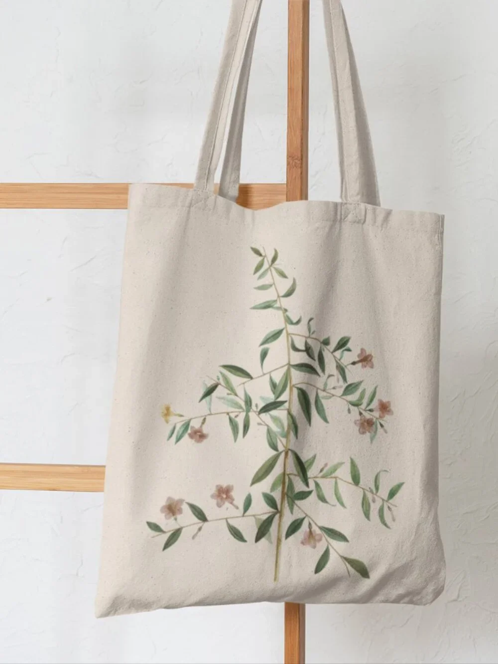 Willowleaf Wolfberry Vintage Floral Print Graphic Canvas Tote Bag